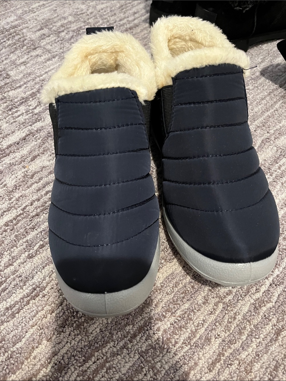 Women’s Navy Quilted Slip-On Faux Fur Lined Casual Shoes
